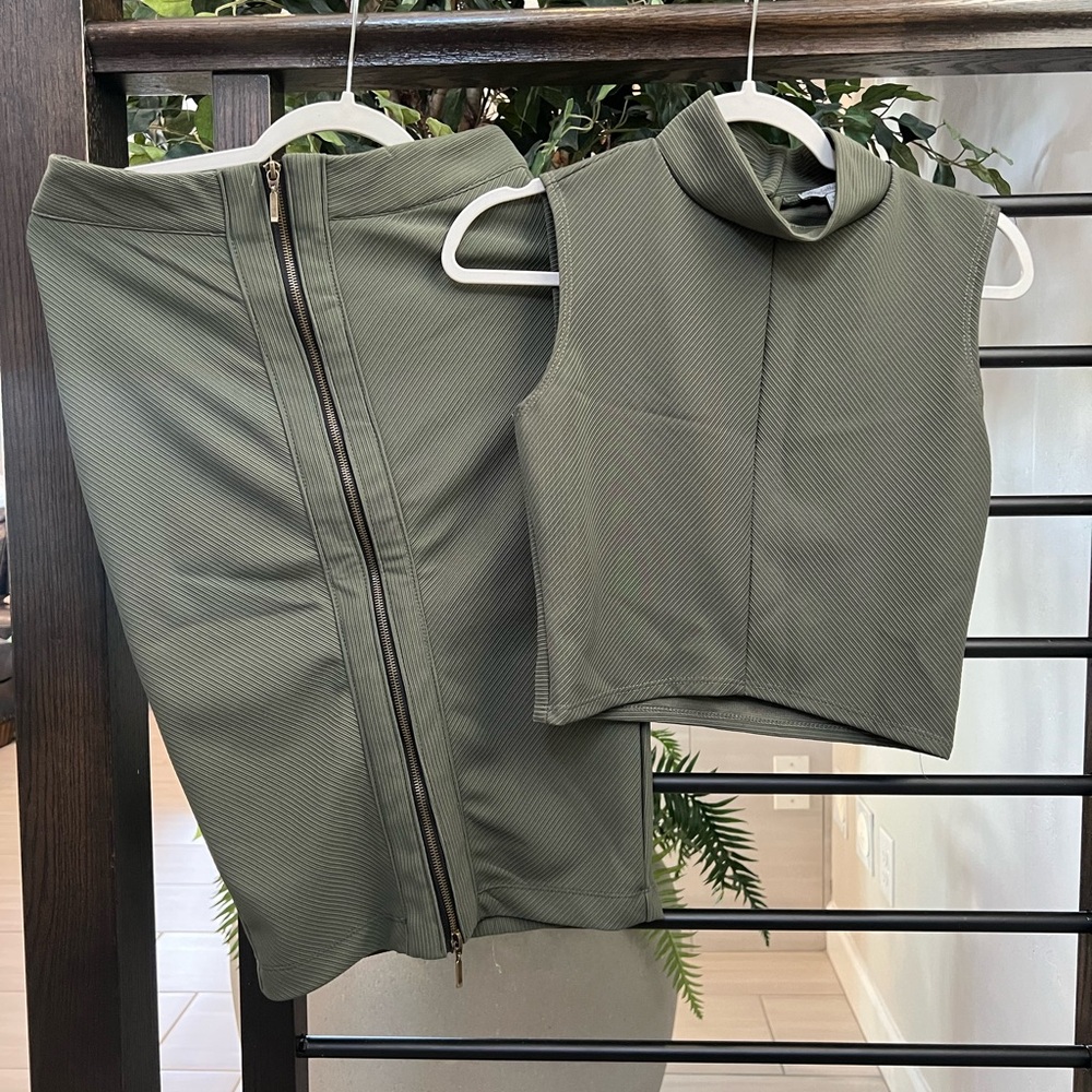 Olive Green Women's Skirt Set